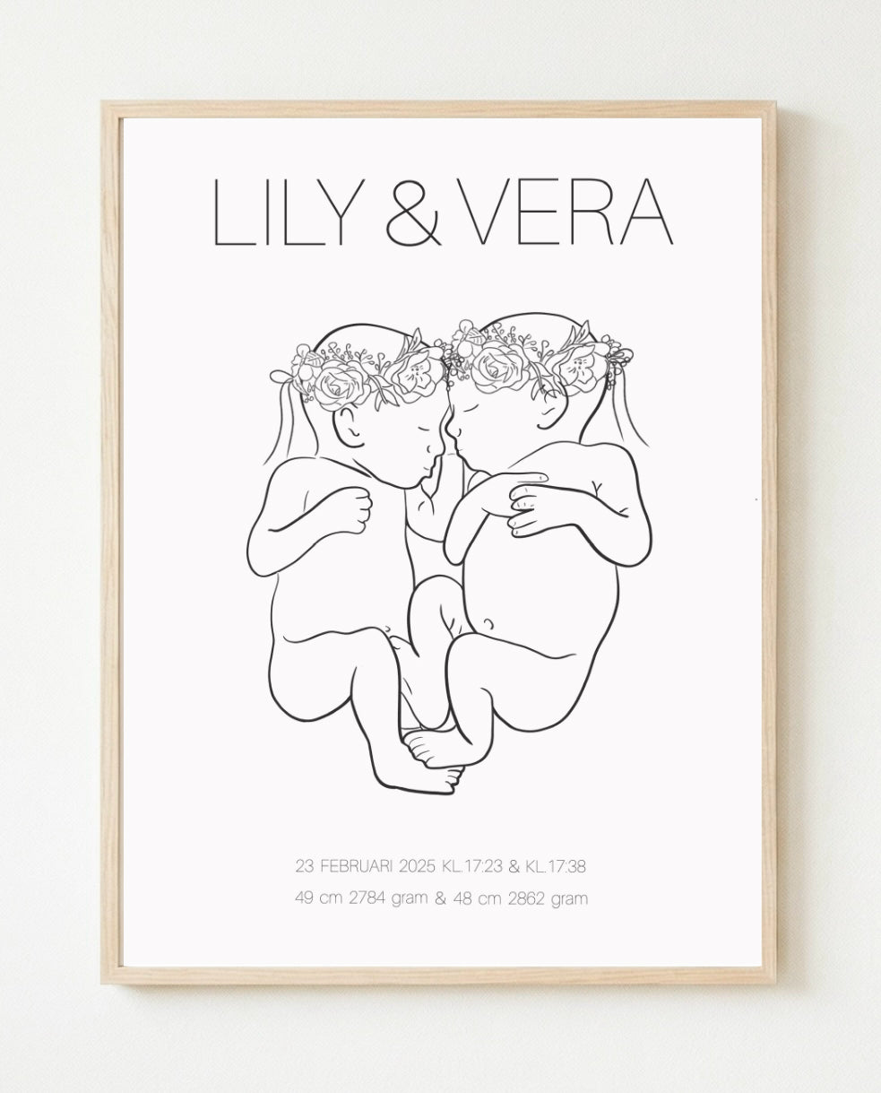 Födelsetavla krans Tvilling